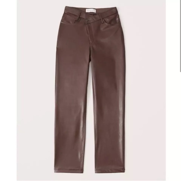 Abercrombie & Fitch Pants - Abercrombie & Fitch - Criss-Cross Waistband Vegan Leather 90s Straight Pant